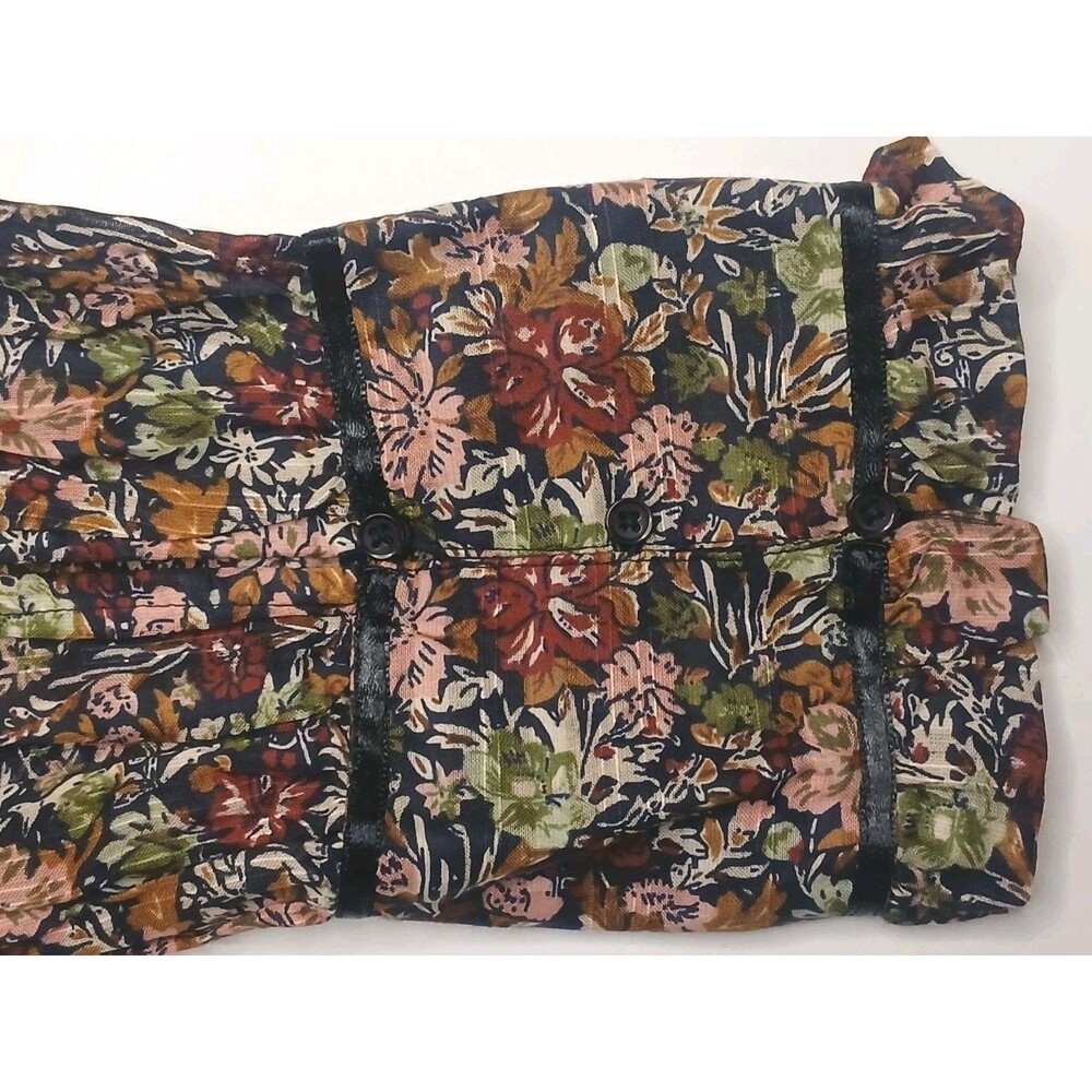 Free People Blouse Sz L Floral Multicolor Long Sleeve Peplum NWT - Picture 7 of 16
